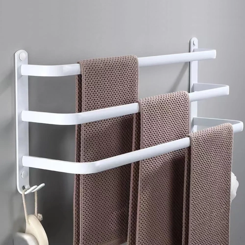 Handtuchhalter | Wandhalterung für das Badezimmer | Badezimmerstange | MJR-50CM-3-WEISS