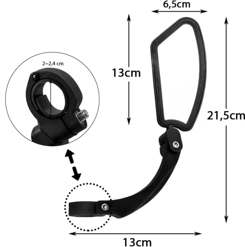 Fahrradspiegel für den Lenker | Rechter Rückspiegel für Roller | Schwenkspiegel | HSJ-210-Rechts