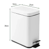 Badezimmer Mülleimer | rechteckig, mit Pedal | 5 Liter, weiß | GY-PS5L