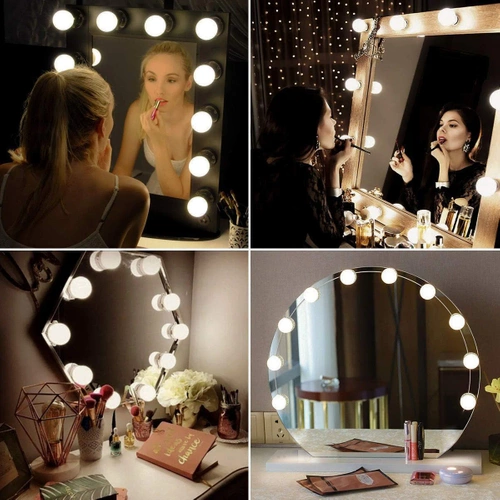 Spiegelleuchten für Schminktisch, Make-up | 10 Stück, 3 Lichtfarben, Helligkeitsregelung, 2m USB-Kabel | HZJ-V10