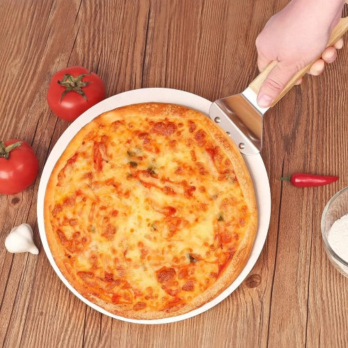Stahl-Pizzaschaufel | Brot- und Gebäckschieber | Runde Ofenschaufel | MD-120-SILVER