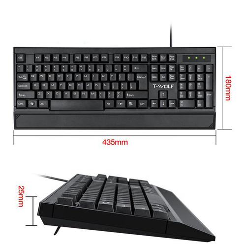 Kabelgebundene Tastatur mit integrierter Handgelenkauflage, vollständige Größe, leise, für das Büro