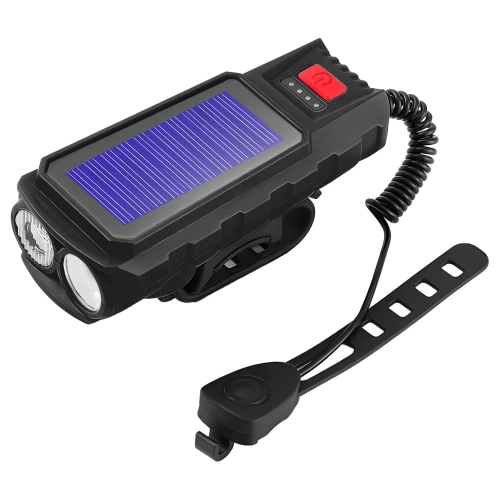 Solar Fahrradlicht mit Hupe 130 dB | LED-Beleuchtung 400 lm | Wasserdichtes Fahrradlicht | QX-LY-17-2 