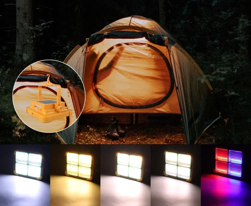 LED-Arbeitsleuchte | solarbetrieben, Powerbank-Funktion, 100 W | gelb | TGD-100W-YELLOW