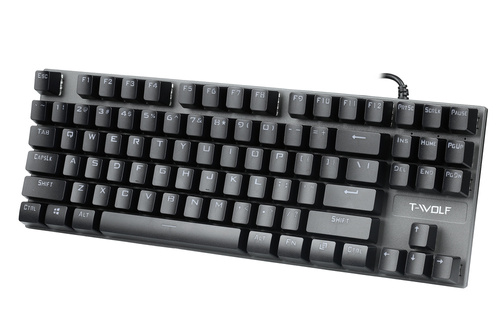 Gaming-Tastatur mit mechanischen Tasten und RGB-LED-Hintergrundbeleuchtung, TKL, blaue Schalter | T18