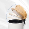 Badezimmer Abfalleimer | rund, Bambusdeckel, Pedal, 3 l | weiß | GY-TB3L