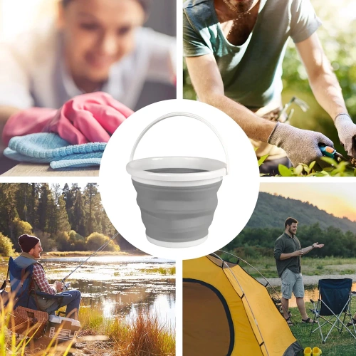 Faltbarer Eimer | Silikon | 5 l | grau | XCP-5L-GREY