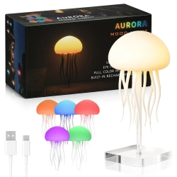 LED-Medusen-Nachtlicht mit beweglichen Tentakeln und Sound-Sensor | USB-C 1.000 mAh | JF-125-TSP