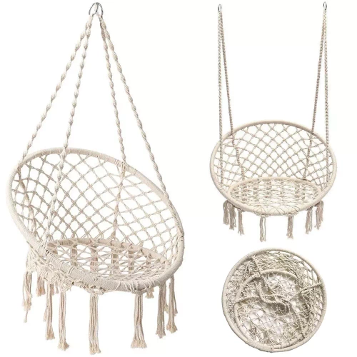 Hängesessel, Brasilianischer Stuhl, Korb, Schaukel, Hängematte | bis 120 kg | DY-A003-GREEN