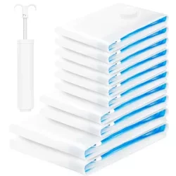 Vakuumbeutel zur Aufbewahrung von Kleidung und Bettwäsche | Set mit Pumpe, 10 Stück | VCB-10in1-WHITE