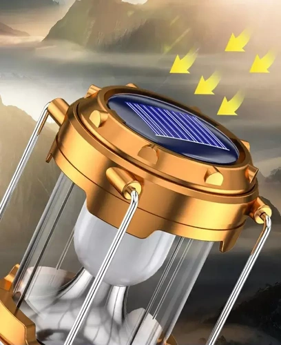 Solar Camping LED-Laterne, Reiselampe mit Powerbank-Funktion | Gold | HWL-001-EU