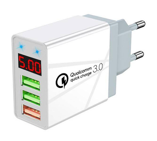 Schnellladegerät 3x USB mit LED-Display | Schnellladung Quick Charge 3.0 | CA-006
