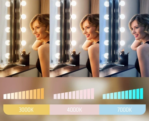 Spiegelleuchten für Schminktisch, Make-up | 10 Stück, 3 Lichtfarben, Helligkeitsregelung, 2m USB-Kabel | HZJ-V10