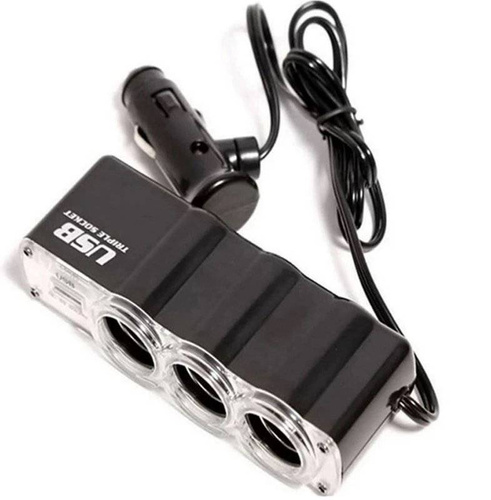 Zigarettenanzünder-Steckdose-Splitter | USB-Anschluss | 12V und 24V | C07-Schwarz