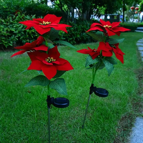 LED-Gartenleuchte Solar Blume Weihnachtsstern | 70 cm, 600 mAh | rot | FLD-22-RED