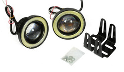 LED640 | 2-tlg. - Nebelscheinwerfer-Set mit eingebauten Angel Eyes LED DRL-Ringen | Tagfahrlicht | rund ø 64 mm
