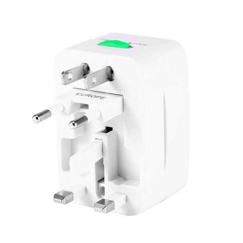 Multifunktionales Reiseadapter, Netzadapter mit Ladegerät und zwei USB-Anschlüssen | EU/USA/CN/UK/AUS | AD-T202