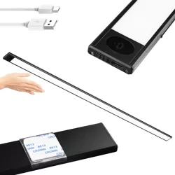 LED-Möbelleuchte mit Bewegungsmelder | kabelloses Nachtlicht mit Sensor | Unterbauleuchte 80 cm | HSL-S80CM-BLACK