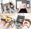 Klappbarer Laptoptisch mit verstellbarem Neigungswinkel | Funktionstisch mit Zusatzplatte | Mobiler Bettständer | LFD-5532-BK