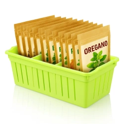 Gewürzorganizer mit Fächern | Küchenaufbewahrungsbox, Korb mit Trennwänden | grün | KCS-L328-GREEN