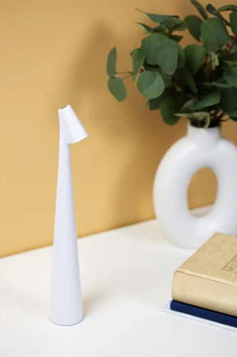 Tischlampe 33,5 cm | Kabellose Nachtlampe mit integriertem Akku | Lampe mit Touch-Steuerung | HMS-355-WEISS