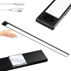 LED-Möbelleuchte mit Bewegungsmelder | kabelloses Nachtlicht mit Sensor | Unterbauleuchte 60 cm | HSL-S60CM-BLACK