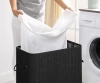 Schwarzer Wäschekorb | Bambus Spielzeugkiste | Holzwäschekorb | Zweifach Wäschekorb für das Badezimmer | RYL-100L-BLACK