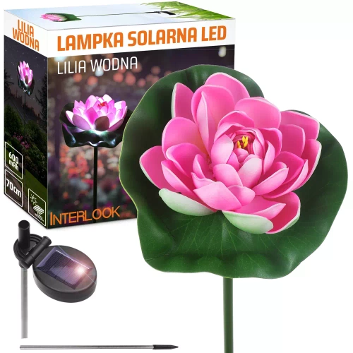 LED-Gartenleuchte Solar | 70 cm, 600 mAh | lilia wodna, lotos | FLD-39-pink