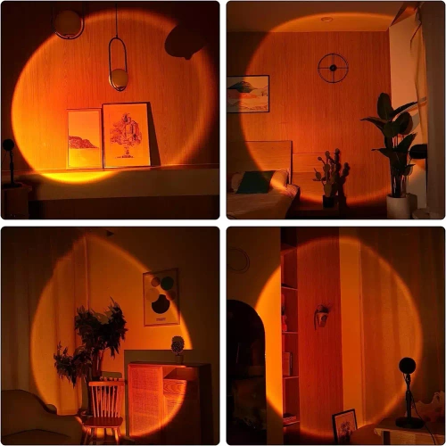 Stimmungsvolle LED-Projektorlampe, die den Sonnenuntergang imitiert, mit 7 farbigen Einsätzen