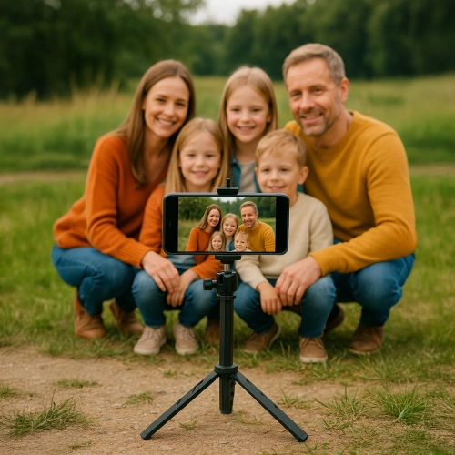 Mobiles Foto-Set mit 25 cm Stativ und Bluetooth-Fernbedienung | Handyhalterung, 360°-Kopf für Fotos und Videos |