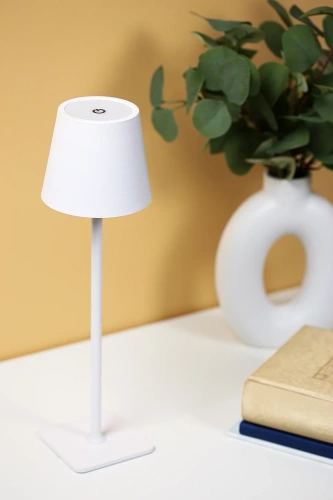 LED-Tischleuchte | kabellose Nachttischleuchte, Touch-Bedienung, geeignet für Hotel und Restaurant | weiß | HJA20-WHITE