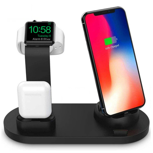 Dockingstation für Apple iPhone Airpods Watch | kabelloses Ladegerät 15W | 3 Anschlüsse - USB-C / Lightning / Micro USB | WD-03