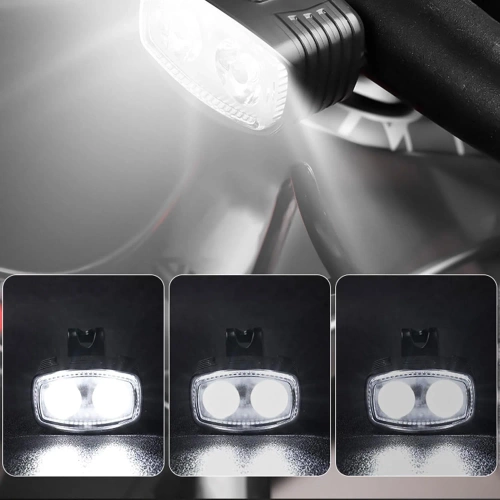 LED-Fahrradbeleuchtungsset | USB-Aufladung, Frontlicht weiß + Rücklicht rot, Akku integriert | BK-L8005