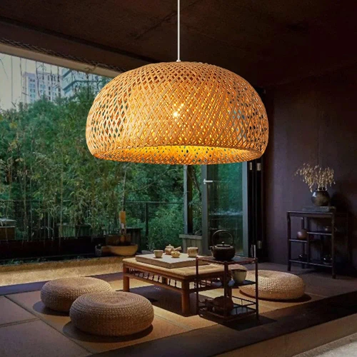 Natürliche Bambuslampe | BOHO geflochten | 38cm