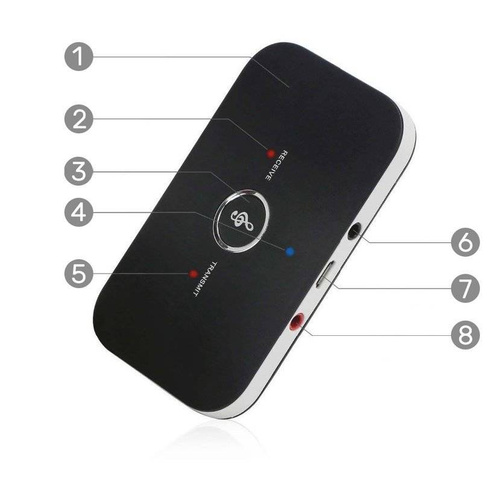 Bluetooth-Adapter 5.0 | Multifunktionsgerät 2-in-1 | Empfänger und Sender | B6-Schwarz