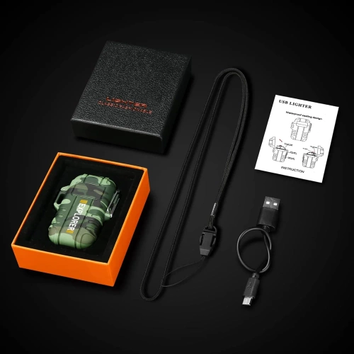 Plasma-Feuerzeug | Outdoor Survival, wasserdicht, USB-aufladbar | grün | JL-F12-Green