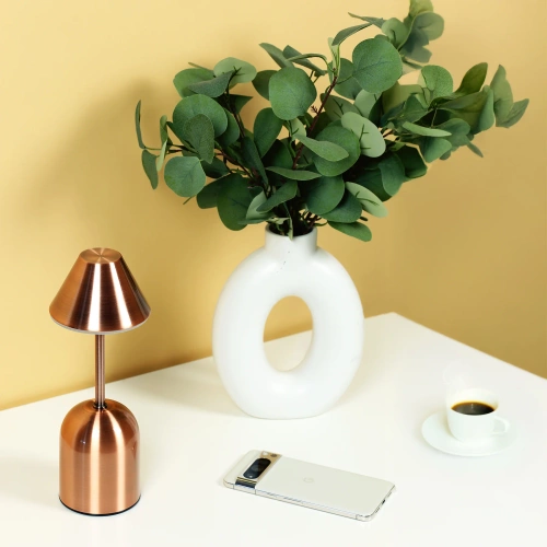 Kabellose Nachtlampe mit eingebautem 2000 mAh Akku | Moderne Tischlampe mit einstellbarer Leistung und Lichtfarbe | YG-D020-Kupfer