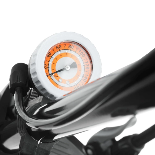 Fahrrad-Standpumpe mit Manometer und Adaptern für Presta, Schrader und Dunlop | Universelle Standpumpe | ZY-6138B