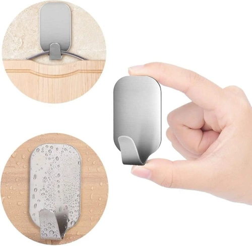 Möbelhaken | Edelstahl-Badezimmergriff | Selbstklebender Haken für Handtücher, Geschirrtücher, Küchenaccessoires | BXV-10PCS-SILBER
