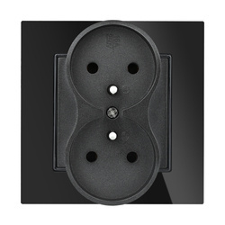 Doppelsteckdose mit Schutzkontakt | 230 V | schwarz | Glasrahmen | JX-S256