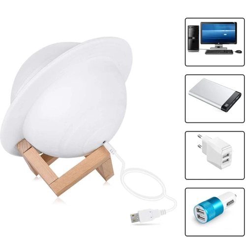 Tischlampe in Form von Saturn | Nachtlicht mit RGB-Fernbedienung | Farbwechselnde Kinderlampe | XK-D13