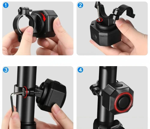 LED-Fahrradrücklicht mit Alarmfunktion | 4-in-1 Fahrrad-Alarm, Bremslicht, Hupe 110 dB | BBL-A6