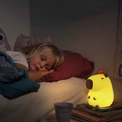 Silikon LED Nachtlicht Capybara | Tragbare Kinderlampe 8 Beleuchtungsmodi mit Timer | Nachtlicht mit warmem Licht 3000K | DS-CPBR-01