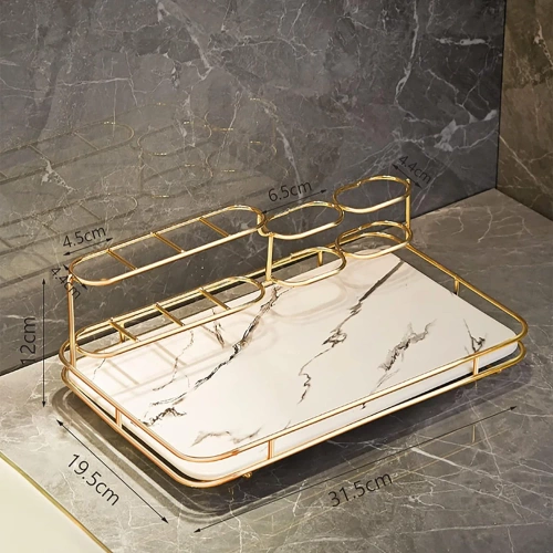 Badezimmerregal | Organizer für Zahnpasta, Zahnbürsten und Kosmetikartikel | weiß | TCT-611-WHITE