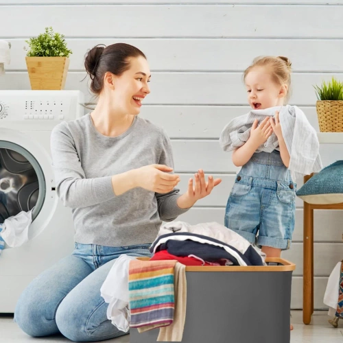 Wäschekorb | Faltbarer Wäschekorb, Stoffbox, Spielzeugaufbewahrung, Organizer für Zubehör | grau | OCF-305-GREY