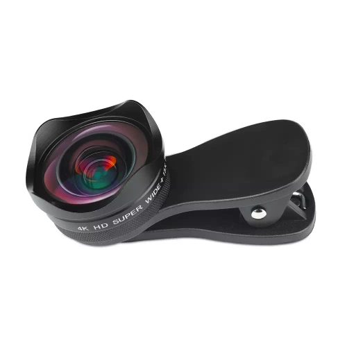 4K HD Objektiv, Linse, Aufsatz für Handy | 2-in-1 Makro 15x + Weitwinkel | Clip, Hülle, Tuch | DT-020