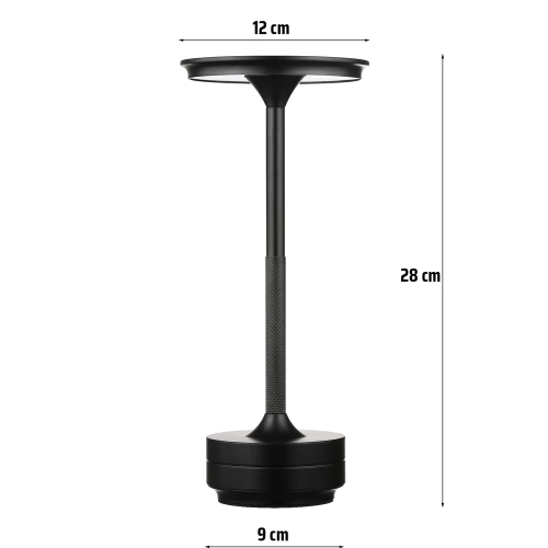 LED-Tischleuchte mit drei Lichtfarben | Nachttischlampe mit integriertem Akku | schwarz | HJA-25-BLACK