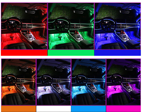12V Auto LED Innenbeleuchtung, 6M LED 5050 RGB Ambientebeleuchtung Atmosphäre Neon Lichtleiste Light, wasserdichte LED Licht Strip Streifen mit APP | 4 in 1