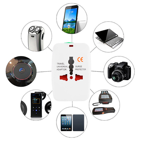 Multifunktionales Reiseadapter, Netzadapter mit Ladegerät und zwei USB-Anschlüssen | EU/USA/CN/UK/AUS | AD-T202