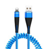 Lightning 1M | Spiralkabel USB zum Aufladen von Telefonen | Quick Charge 3.0 2.4A | AM32